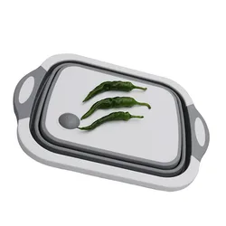 New Kitchen Accessories Foldable Chopping Board Household Washing Drain Basket Portable 2-in-1 Folding Plastic Cutting Board