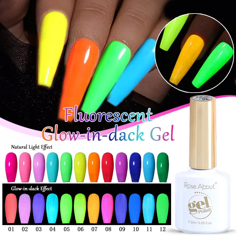 OEM ODM gel polish manufacturer luminous gel polish glow in the dark semi-permanant magenta pink blue yellow