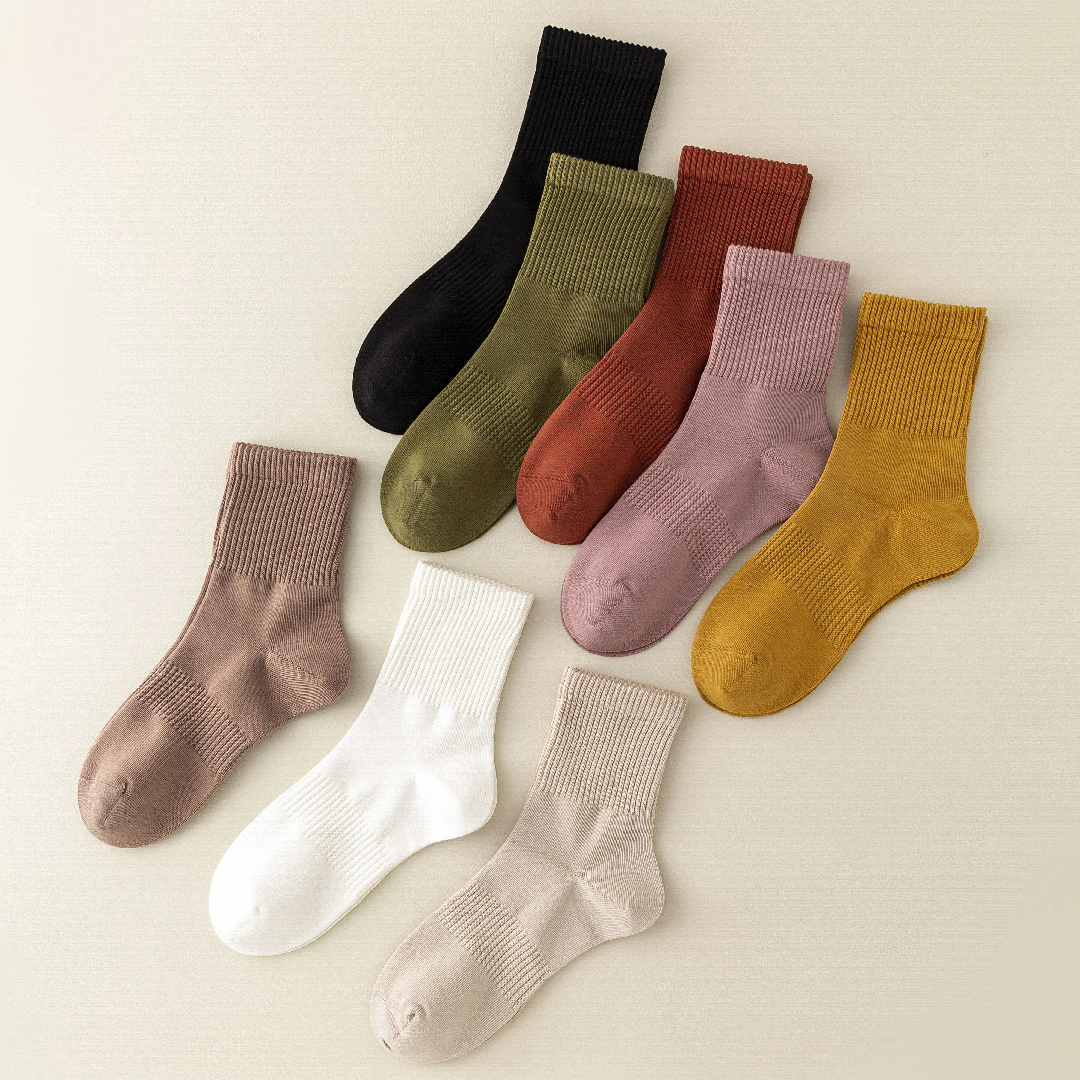wholesale plain color crew women socks fashion casual women socks high elastic cotton socks for women girl