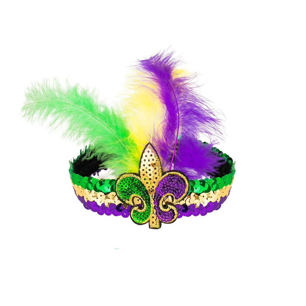 Love Party Brazilian carnival party sequin feather headband savage headdress wholesale Tinplate