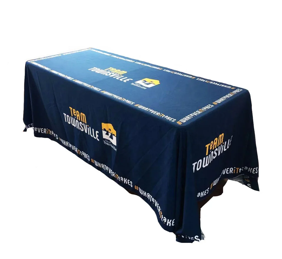 Trade Show Fabric Printed Table Cloth Advertising Customized Table Cover With Your Logo
