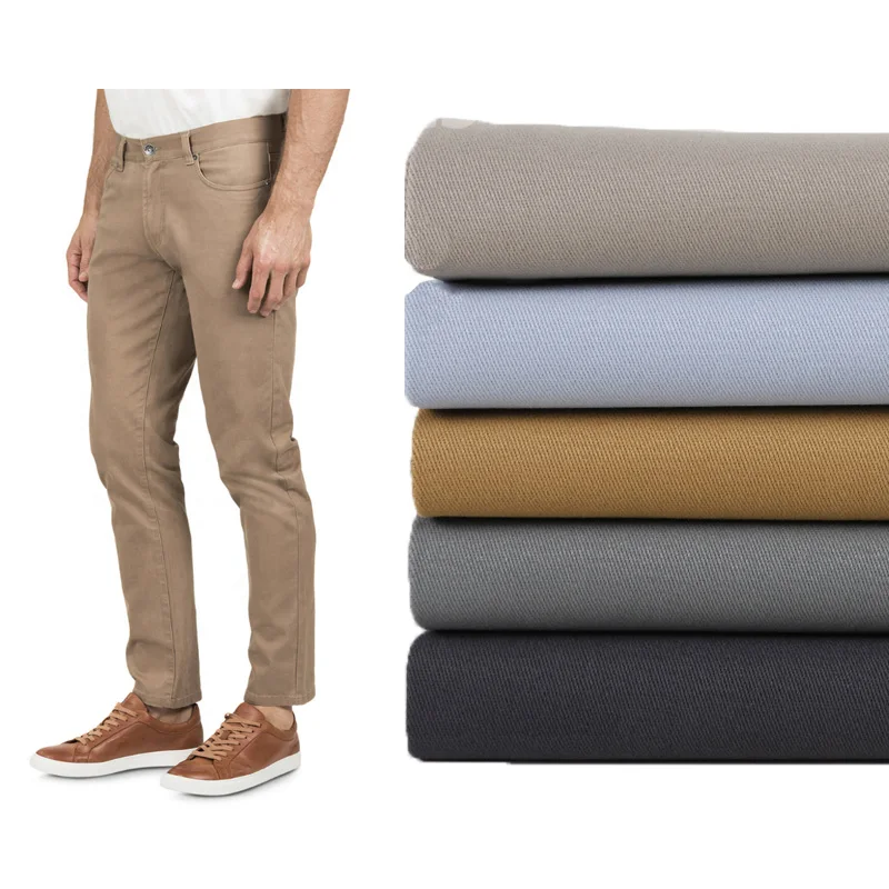  20*16+70D hot sale peach khaki 97% cotton 3% spandex stretch woven fabric for