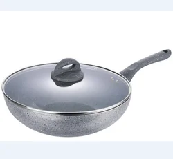 Customized aluminum nonstick coating oven safe wok pan Promotional press aluminum metal coating with long handle wok pan
