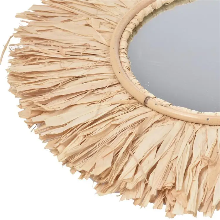 
Hanging Wall Mirror Round Handmade Boho Mirror Moroccan Style Art Decor for Apartment Living Room Bedroom Dorm Entryways 