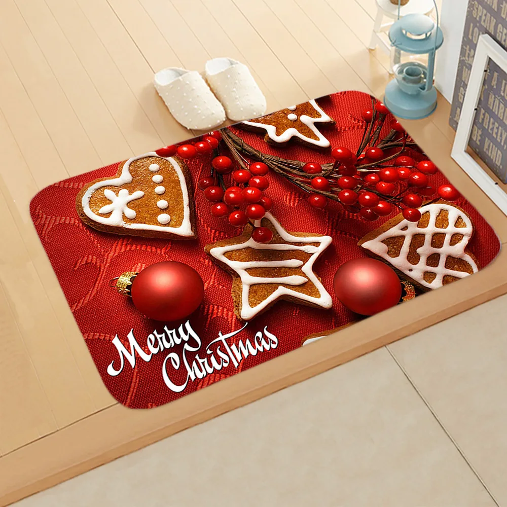 Christmas Carpet Decoration Home floor mat Room Non-Slip Flannel rug Santa Claus Xmas Snowman christmas decorations for home