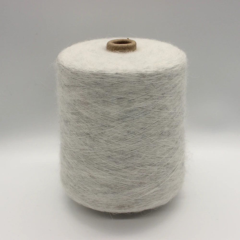 Eco-Friendly Recycled Melange Sewing Knitting Yarn Napped Light Gray 42% NYLON 23% ACRYLIC 19% ALPACA 12% WOOL 4% Blended Yarn