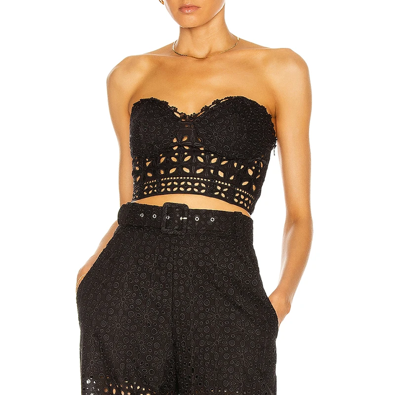 Women sleeveless Ladies Top With Lace High Quality