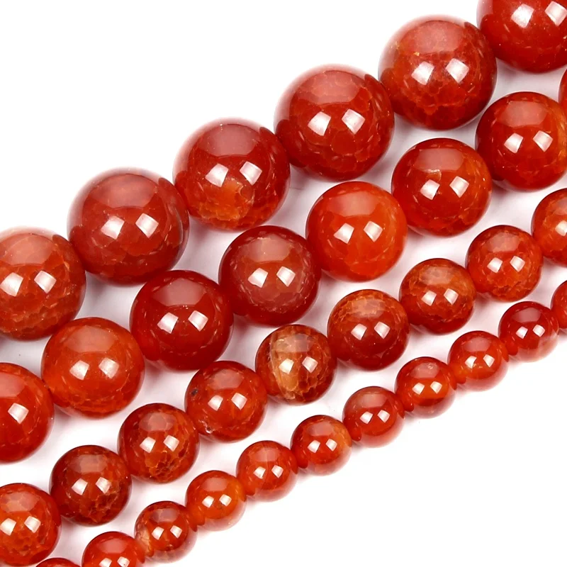 4 6 8 10 12mm Natural Stone Carnelian Round Beads Red Agate Loose Beads For Jewelry Making DIY Bracelet Necklace Accessories