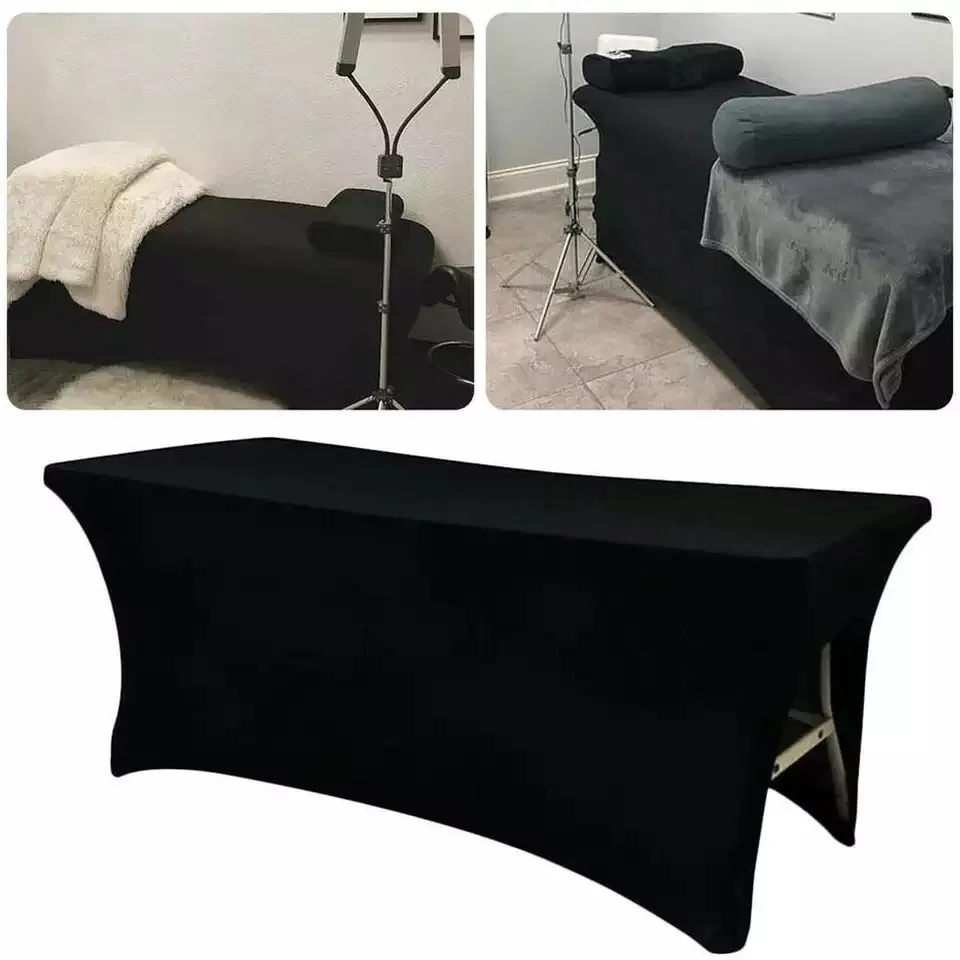 6ft Black Spandex Fitted Beauty Salon Bed Covers Stretch Massage Table Cover Elastic Eyelash Extension Lash Bed Cover