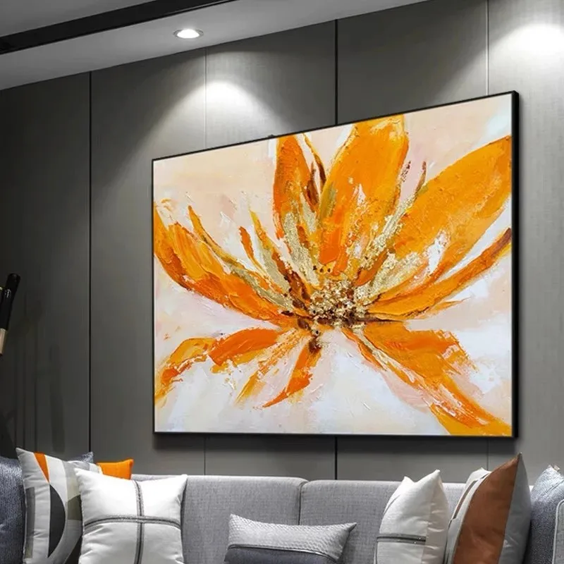Dropshipping Living Room Home Decor 100% Hand Painted Abstract Modern Textured Gold Gleaming Acrylic Oil Painting