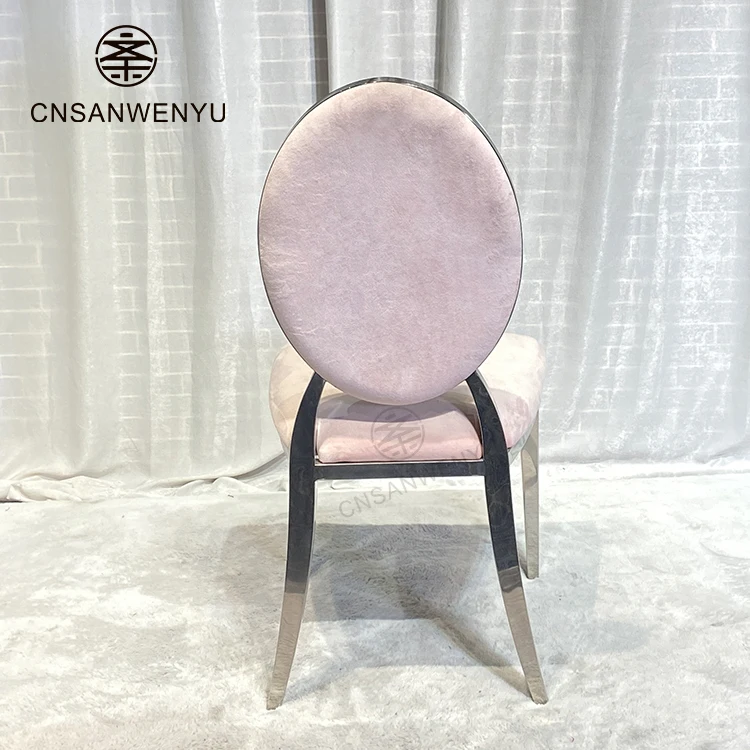 wholesale Luxury Restaurant Rental Fancy rose Gold stackable Stainless Steel Round Back Banquet event Wedding chair for event