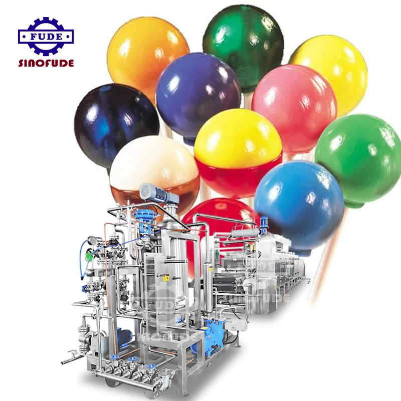 Automatic PLC controlled ball flat hard candy fruit lollipop sweet swirl making machine production line
