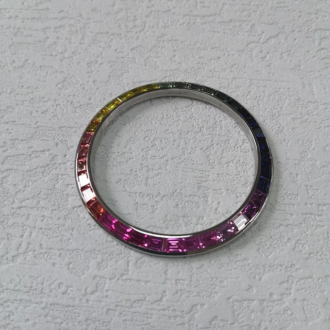 High-quality hot sell day Date rainbow bezel watch modified original ceramic bezel to be Automatic gemstone wrist Watch Bezel