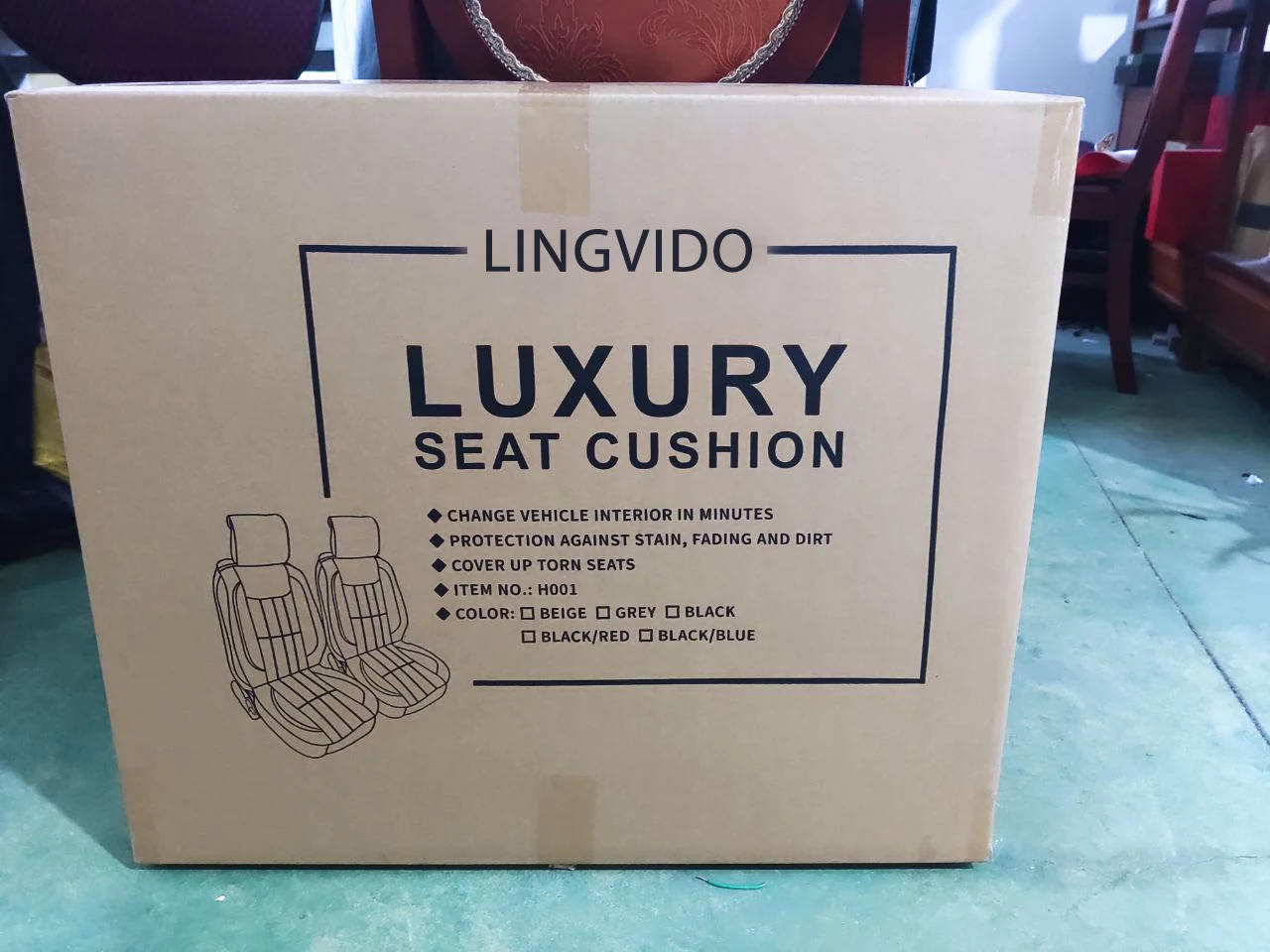 
LINGVIDO Leather Car Seat Covers, Leatherette Automotive Vehicle Cushion Cover Universal Non-Slip Vehicle cushion cover 