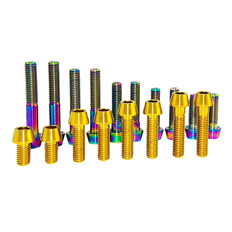 Titanium alloy M4X8/15/20/25mm front and rear limit screw TC4 cone head screw for mountain/road vehicles