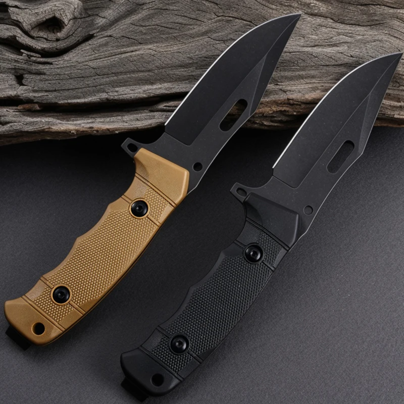 Custom Factory Multifunctional Nylon Fiberglass Grip Fixed Blade Hunting Survival Knife With Flint And Tactical Use
