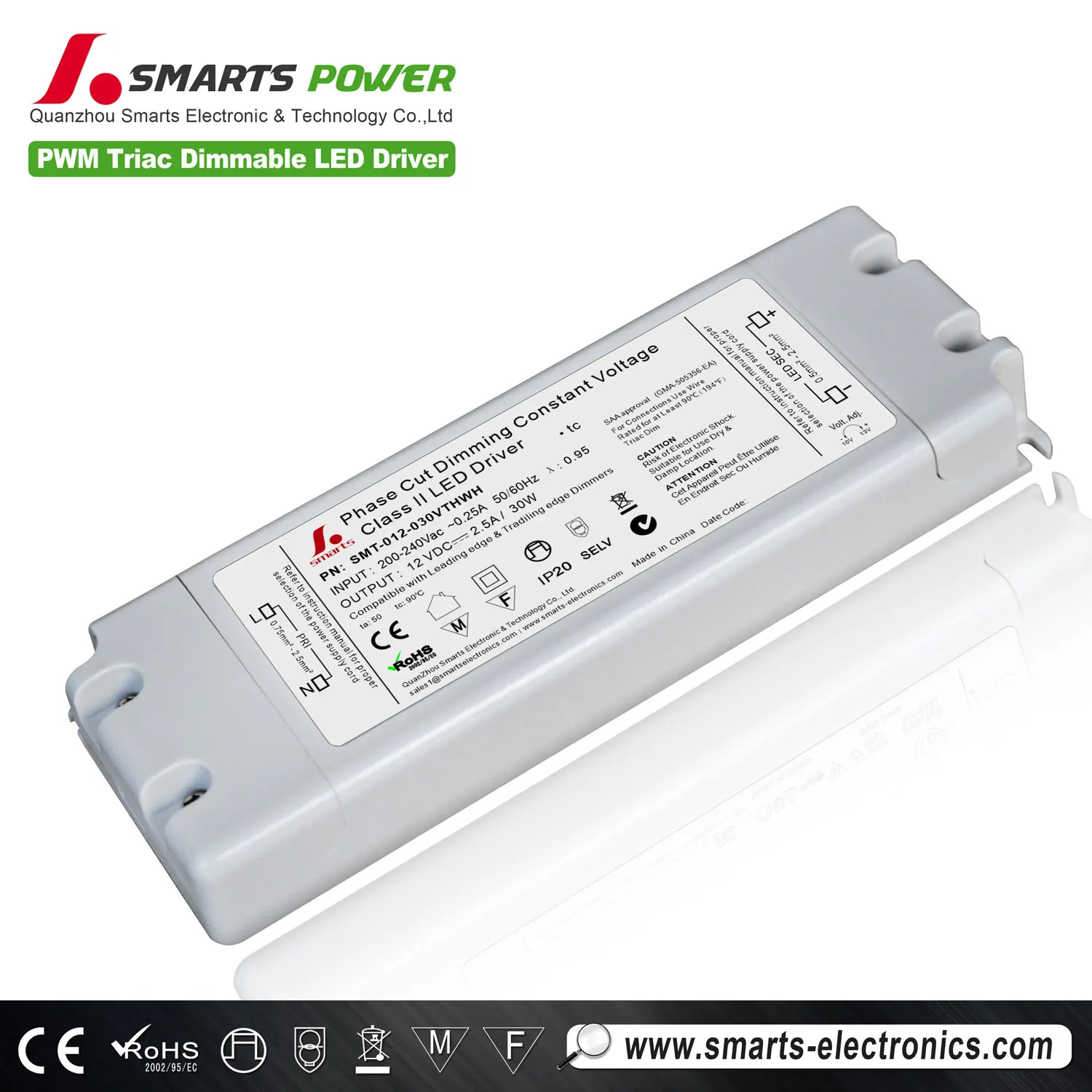 CE ROHS triac dimmable 12v 24v 30w 60w constant voltage led driver
