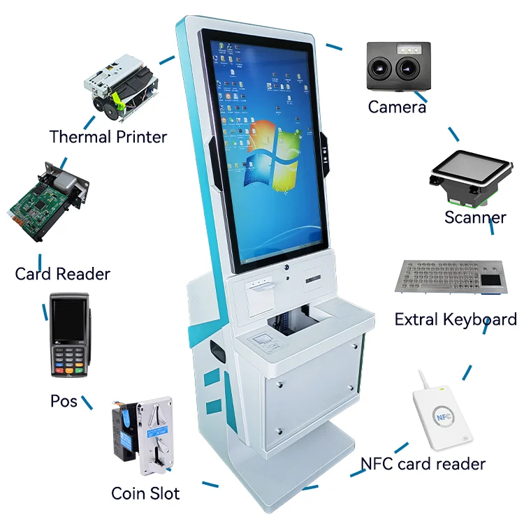 Медицинский киоск самообслуживания для больниц с считывателем карт RFID и сенсорным экраном обеспечивает безналичную оплату функциональность SDK