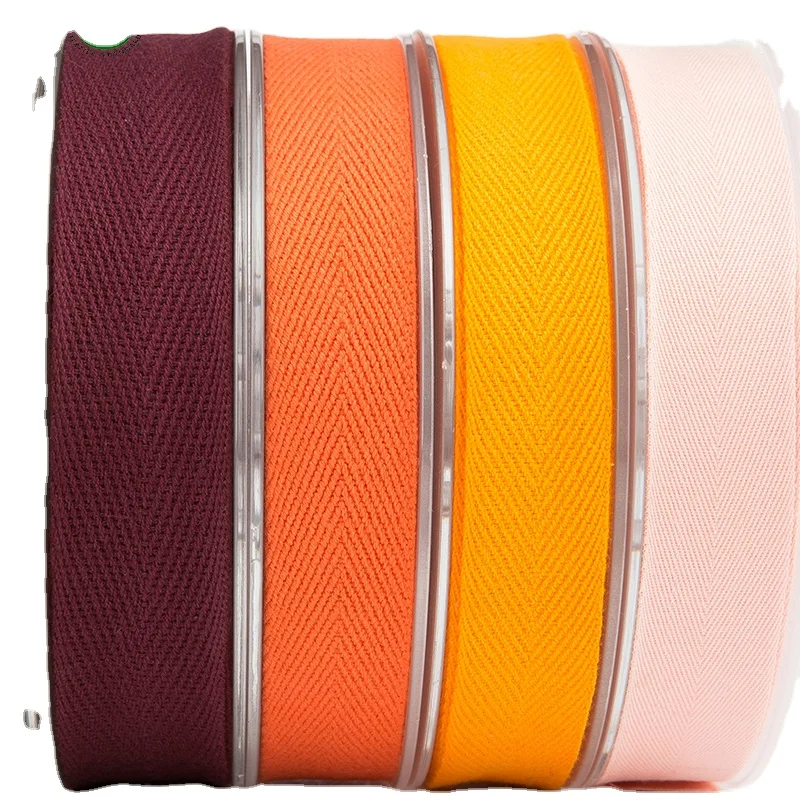 Manufacturer Custom Printed Pattern Bias Belt Twill Herringbone Tape Natural Recycled Woven Cotton Webbing for Bag Handle