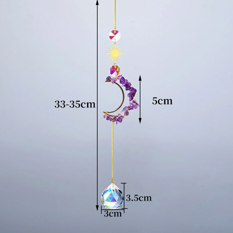 Sun Catchers Natural Crystal Sun Catcher Moon Sun Catchers Amethyst Quartz Crystal Suncatcher For Decoration