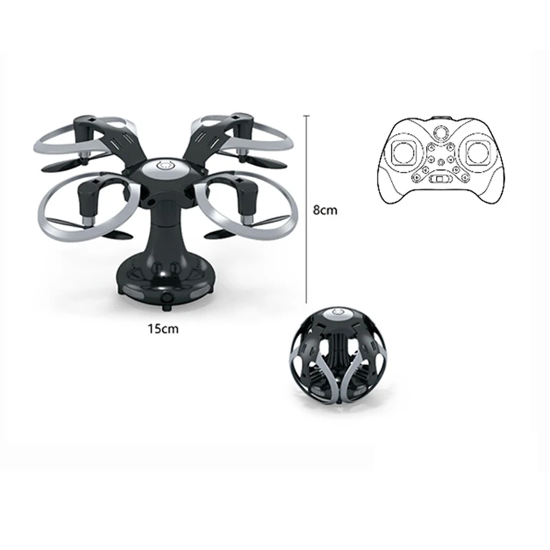 360 Degree Tumbling 6-axis Foldable Gyroscope Ball 2.4GHz Remote Control Aircraft with LED Light for Boys and Girls