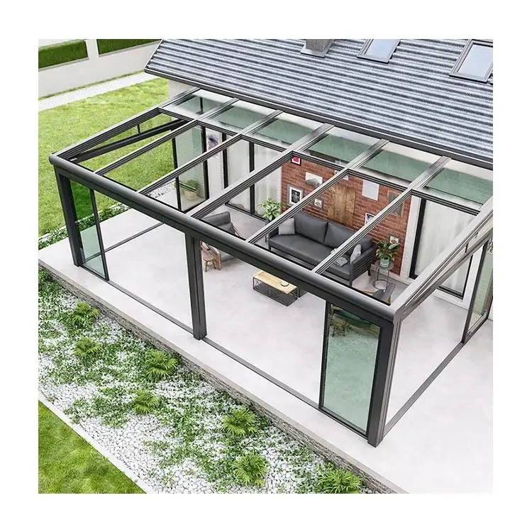 China Supplier Aluminum Glass Sunroom House Energy Saving 4 Season Solarium Outside
