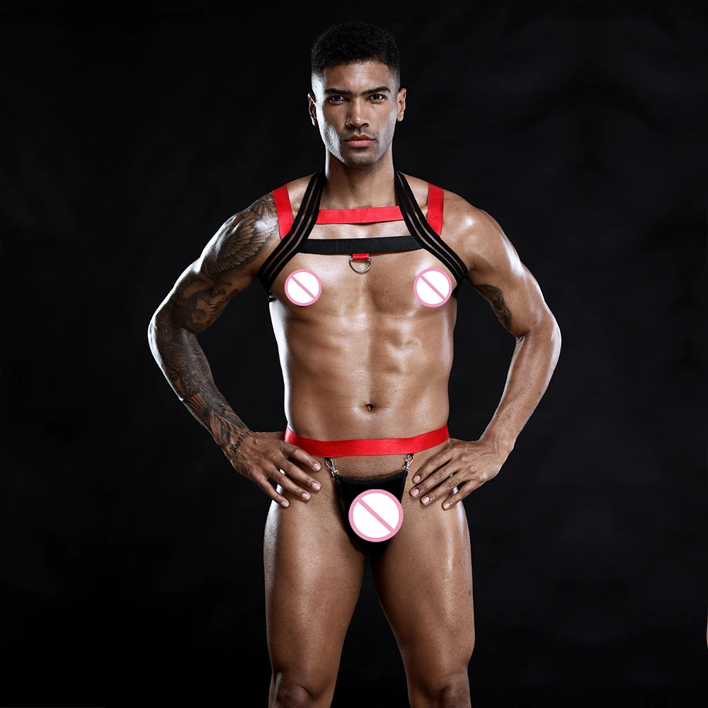 Sexy man t-back shoulder girdle sexy costume for pole dancing night club wear