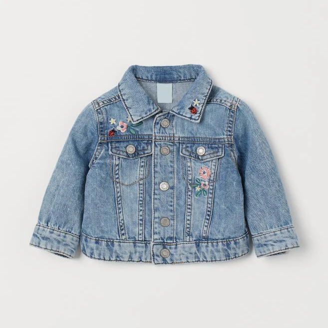 Wholesale autumn clthoes embroidered cotton denim jacket kids girl denim jacket
