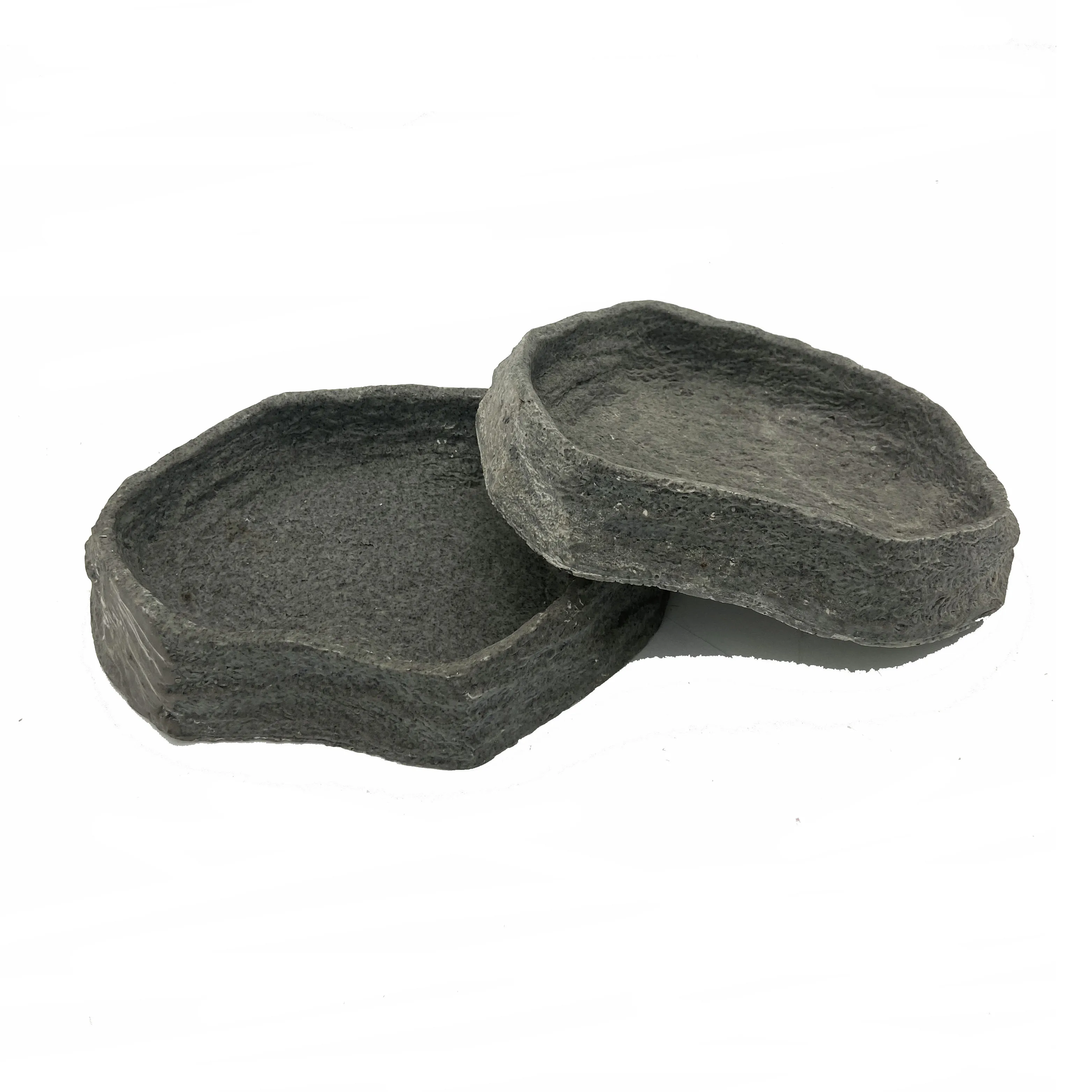 New Resin rock reptile food and water feeder Resin Non-Toxic Food Water Pot Low Price Reptiles Resin Drinking Water Bowl