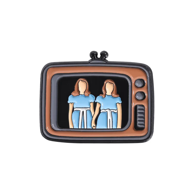 Hot Sale Terror Ghosts Televisions Funny Enamel Nickel Plated Zinc Alloy Hat Pin Metal Crafts Lapel Pin For Gift
