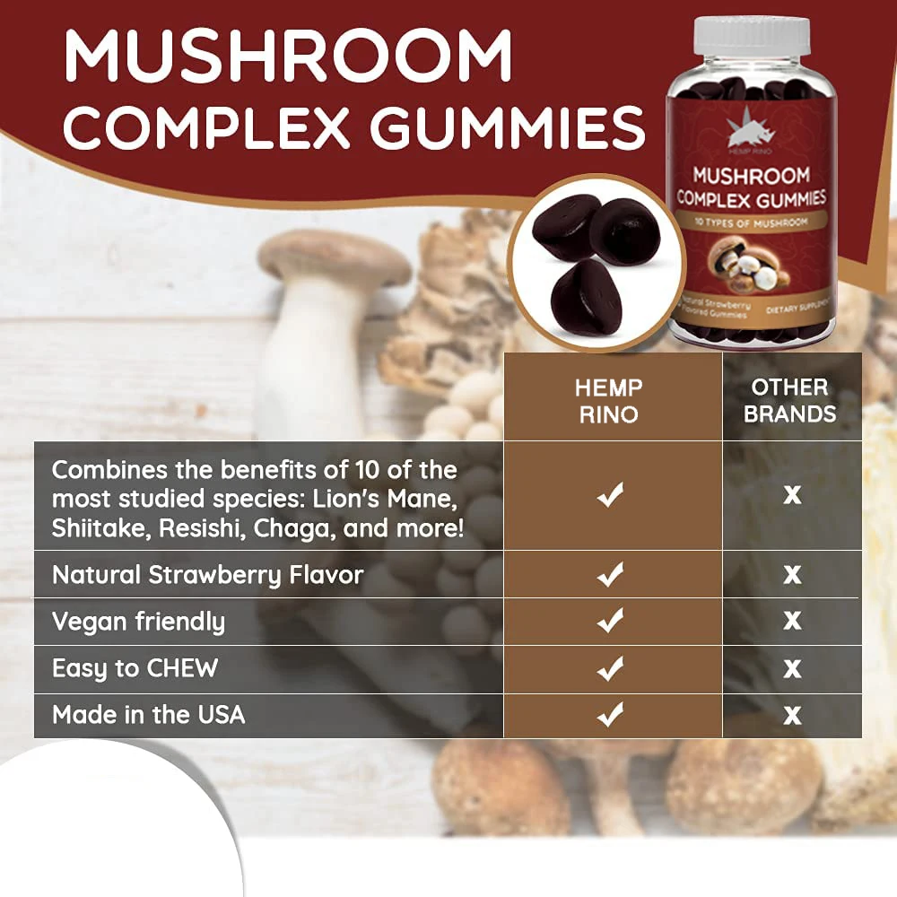Mushroom Complex Gummies Vegan Nootropic Mushroom Supplement For Support Immune Brain System Healthcare Supplement