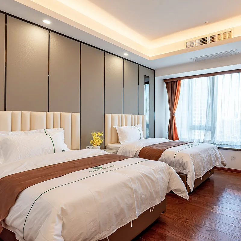 Modern Good Selling Hotel Bedroom Furniture Multifunction Storage Wooden Twin Double Bed