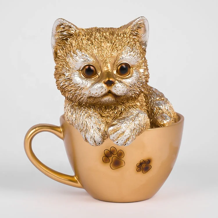 Jiayi OEM Custom Resin Crafts Hand Made Cat Figurine Cat Resin Figurine Home Decor