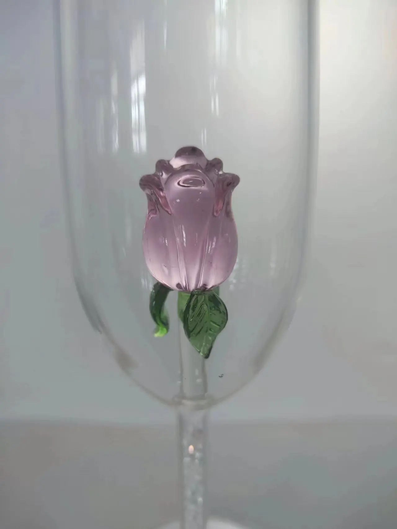 Luxury Champagne Flutes Hand Blown Glass Goblet Crystal Diamond Stems Red Wine Cups with 3D Rose  Shape Cups Wine Glasses Gift