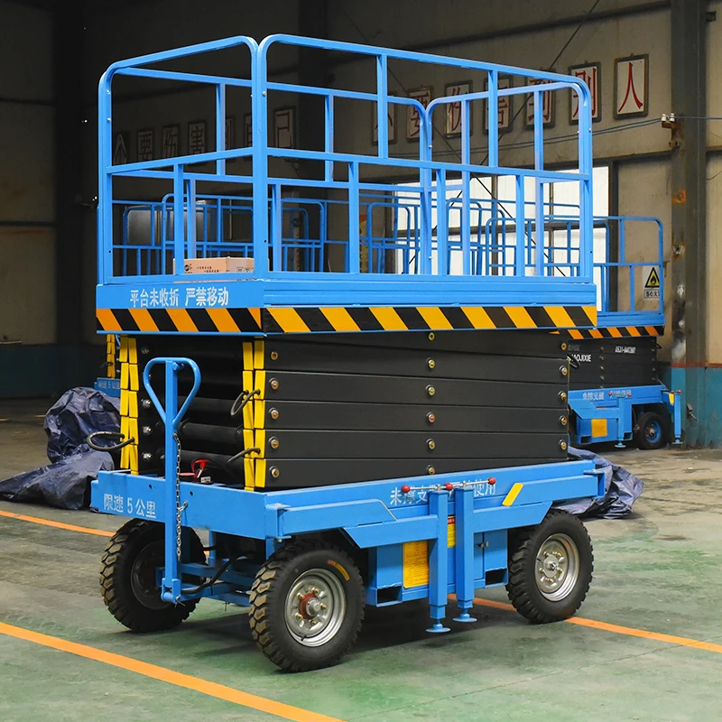 Intelligent 4M 14M Hydraulic Wheel Mobile Scissor Lift Platform  Mobile Pallet Lift Platform