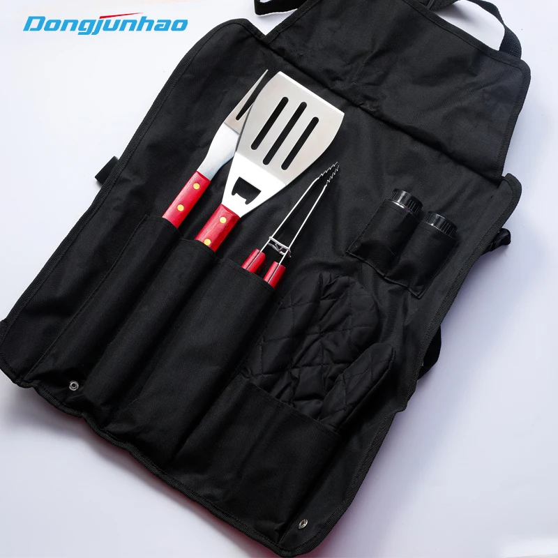 Chinese Wholesale BBQ Tools Barbecue Black Apron Barbeque Grill Tools Set for Party Accessories