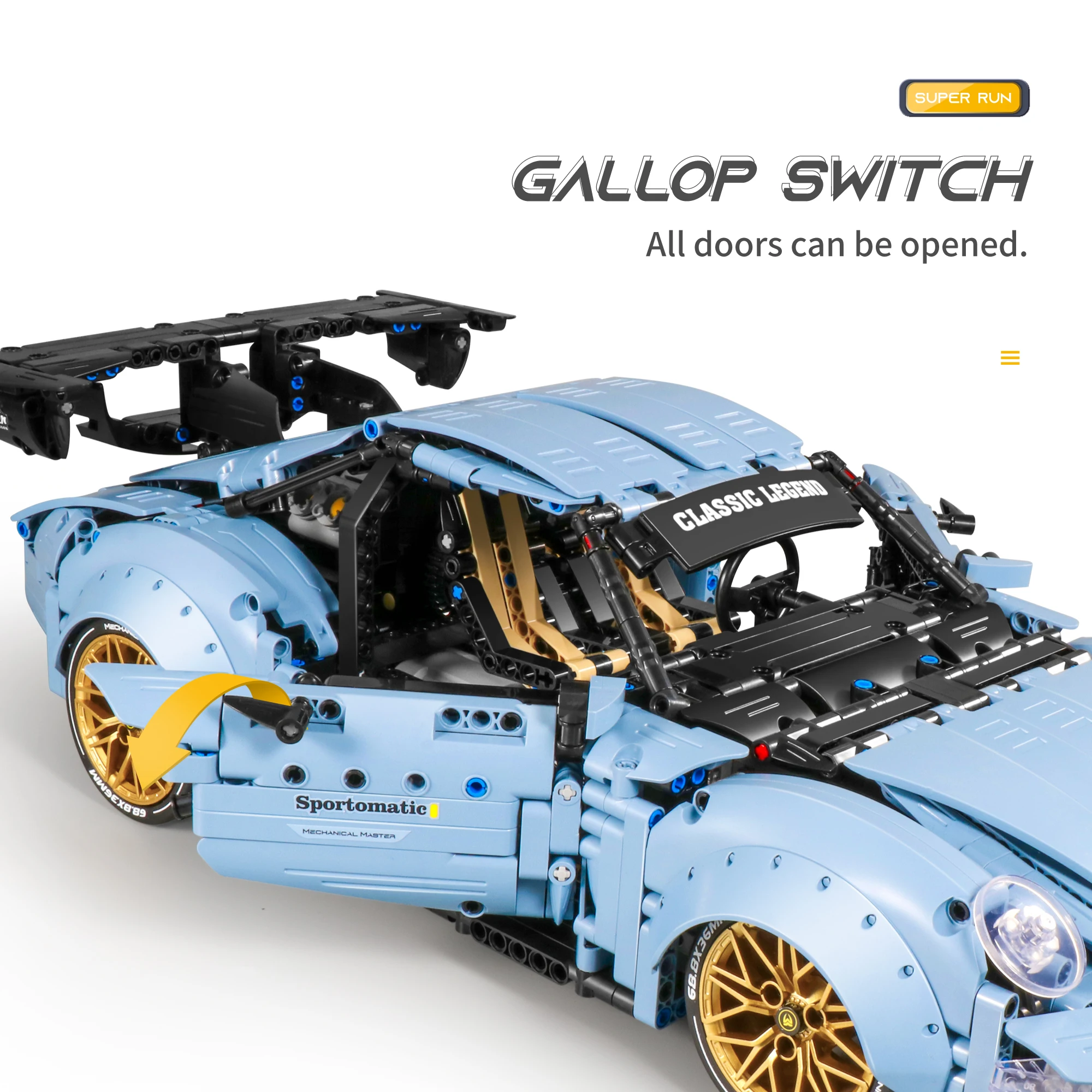 1/10 RC Drift Supercar 1887pcs 2.4G APP Mode STEM DIY Remote Control Sports Vehicle Building Block Model Sets Kits