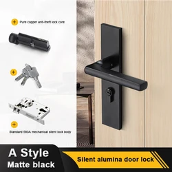 Wholesale Black Aluminum Alloy Slim Security Wooden Steel Door Exterior Door Lock Set Handles