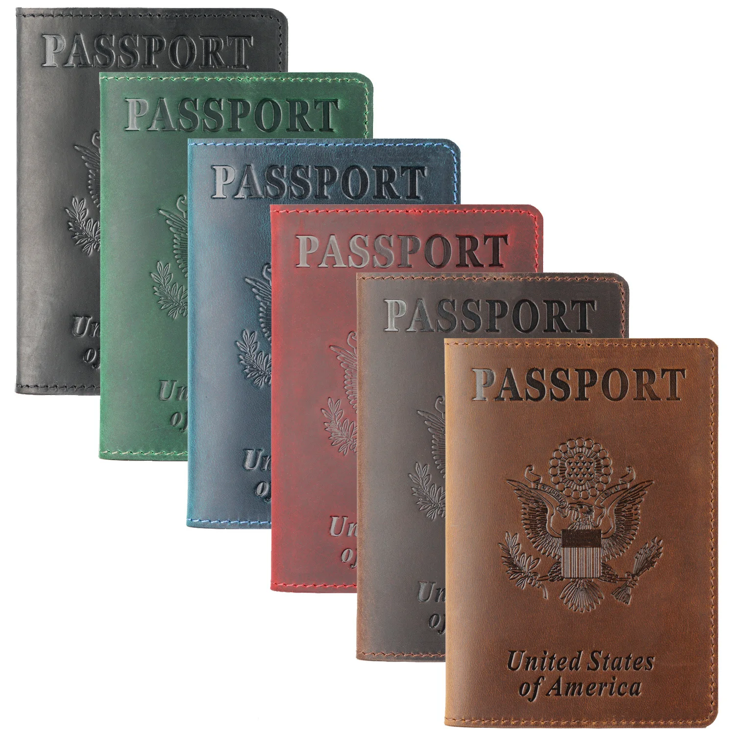 Genuine Leather Wholesale Russian Passport Clip Document Holder Cowhide Retro Boarding Card Wallet Travel Family Passport Book