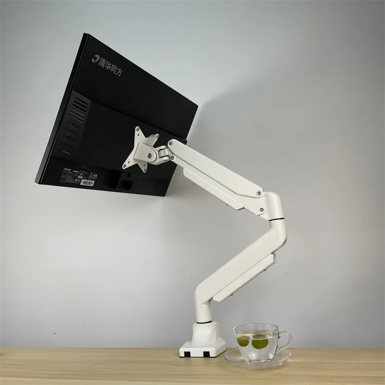 Ergonomic Monitor Arm Base Quick Release VESA Adjustable Height Gas Spring Aluminum LCD Monitor Stand
