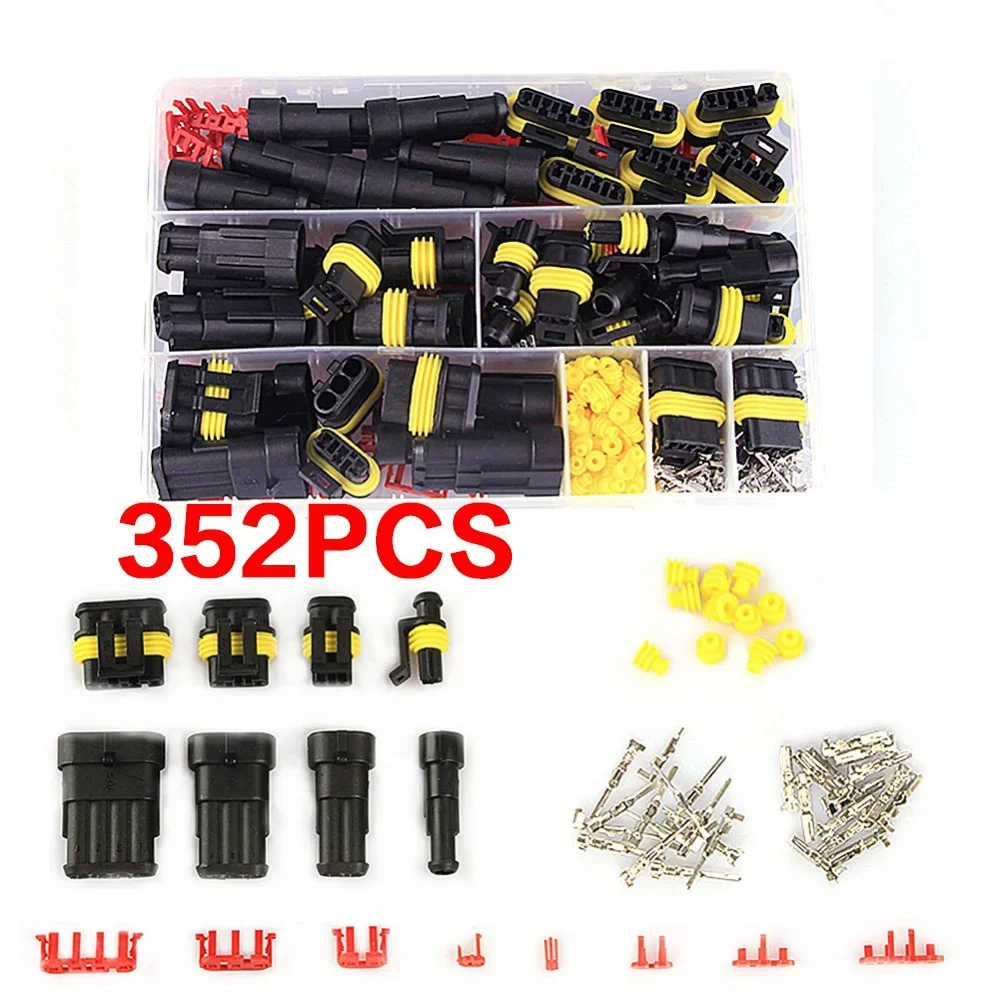708pcs HID Waterproof Connectors 1/2/3/4 Pin Electrical Wire Connector Plug Truck Harness 300V 12A