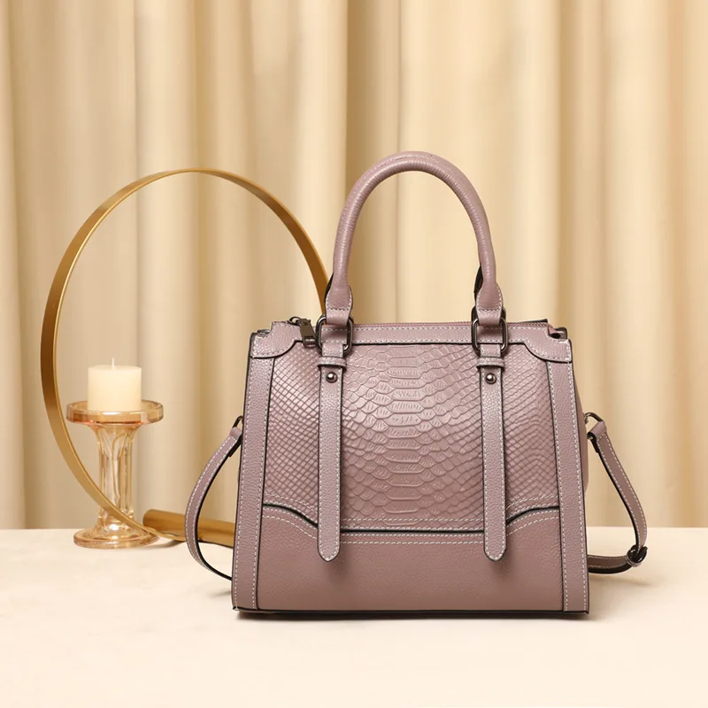 New fashion leather cow hide handbags ladies shoulder crossbody blue handbag custom logo woman bags luxury snake skin handbag