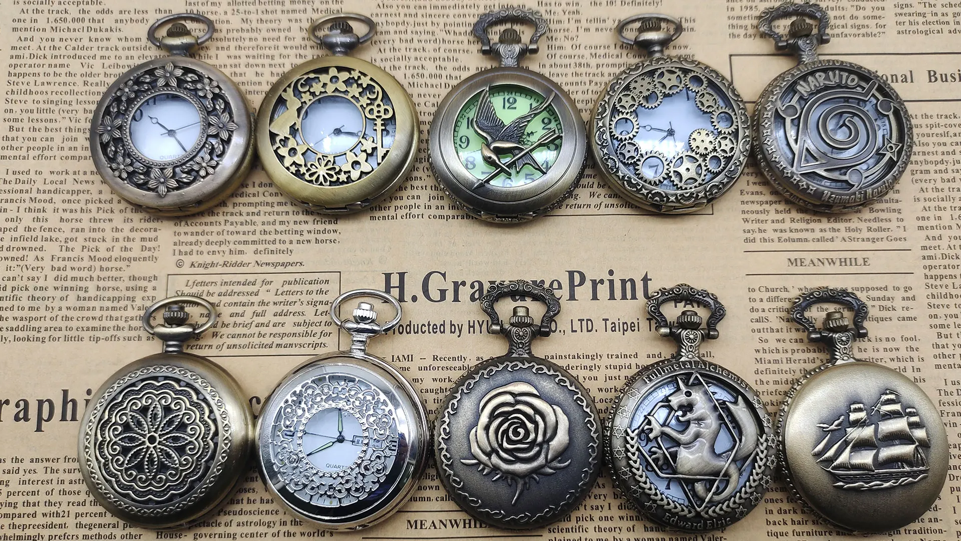 Stylish Vintage Quartz Pocket Watch Steampunk Unisex Pendant Flip Hollow Black Bronze Silver Gold Watches Clock Various Styles