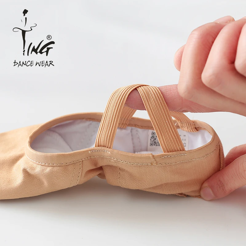 Wholesale Pink Canvas Ballet Shoes Soft Stretchy Ballet Slippers With Flat Heel for Women Girls