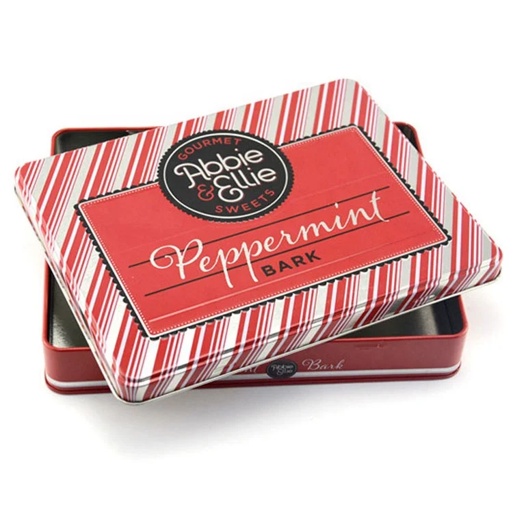 Новые прямоугольные жестяные банки для конфет красного цвета для свадьбы, жестяная коробка для конфет пищевого класса, прямоугольные жестяные банки для конфет