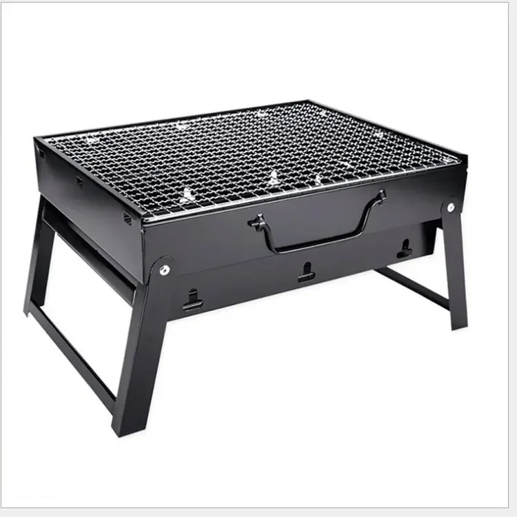 Manufacturer Supply Cheap Outdoor Charcoal Terrace Camping Oven Portable Small Travel Rectangle Folding Carbon BBQ Grill Stove