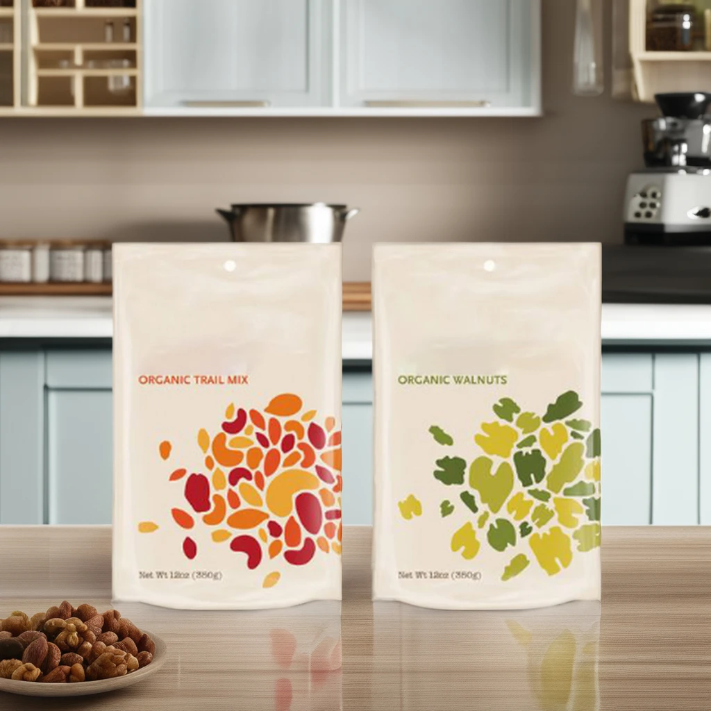 Настраиваемая упаковка для закусок с подставкой кешью многоразовая пластиковая алюминиевая фольга молнией сухих пищевых продуктов