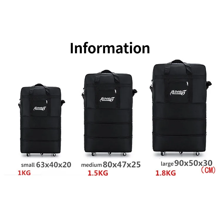 3PCS/SET Consignment Trolley Case with Wheels Folding Large Capacity Travel Bag Oxford Cloth Carry On Hand Luggage Suitcases