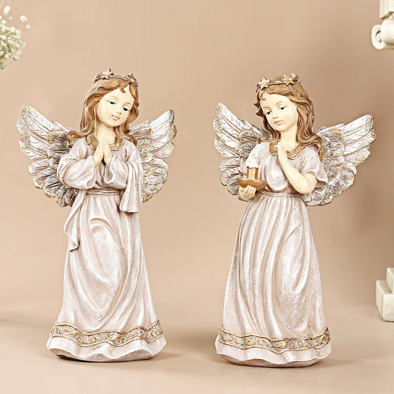 Factory Customize Innovative Angel Resin Sculpture Creative Art Crafts Prayer Angel Desktop TV Cabinet Ornaments Resin Figure