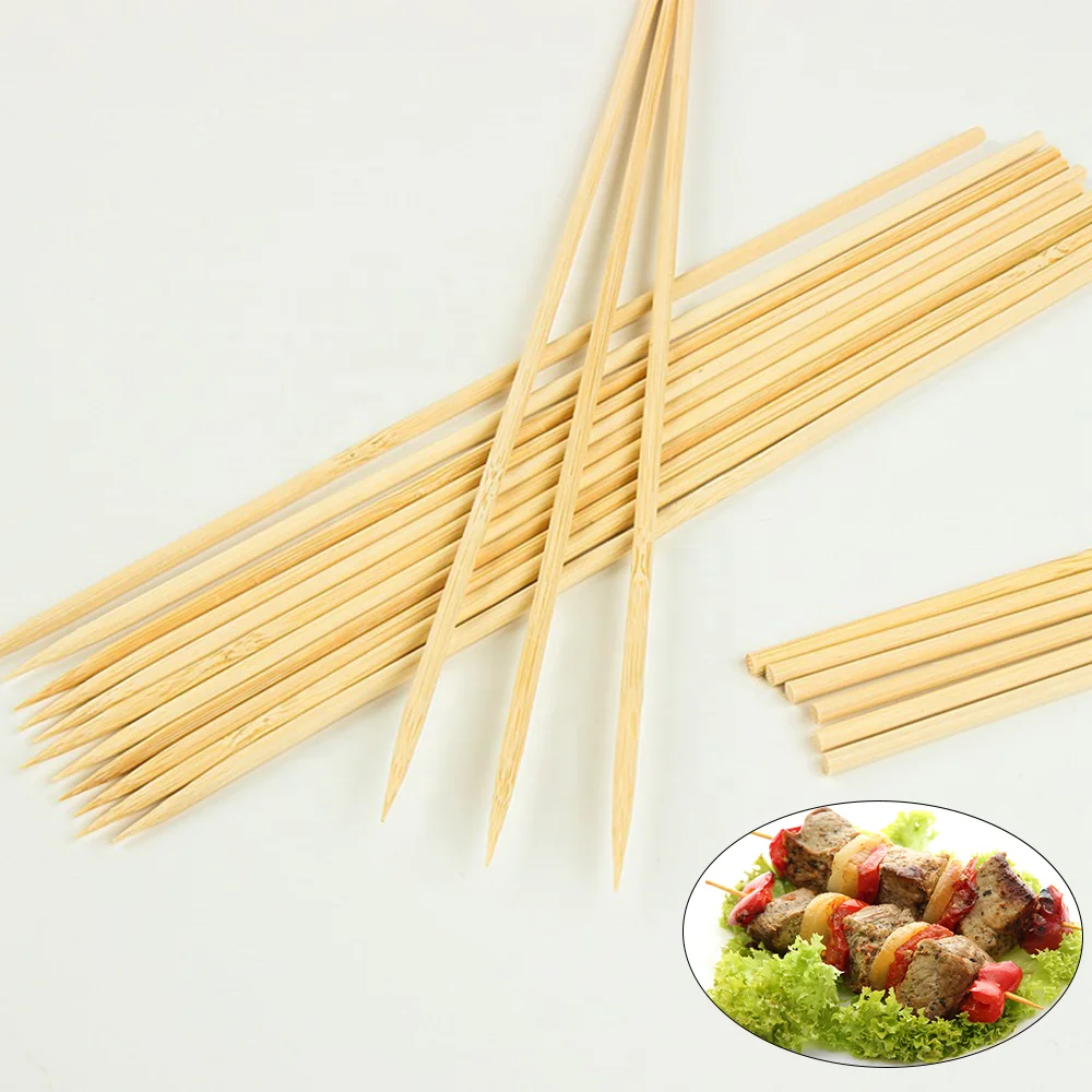 Natural Bamboo Round Bbq Disposable 2.5mm 30cm Skewer Sticks Barbecue Stick With Bamboo Skewers